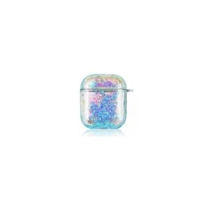 Light blue glitter quicksand airpods case